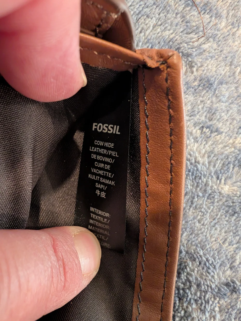 Fossil Two-Tone Tan and Black Leather Bifold Wallet